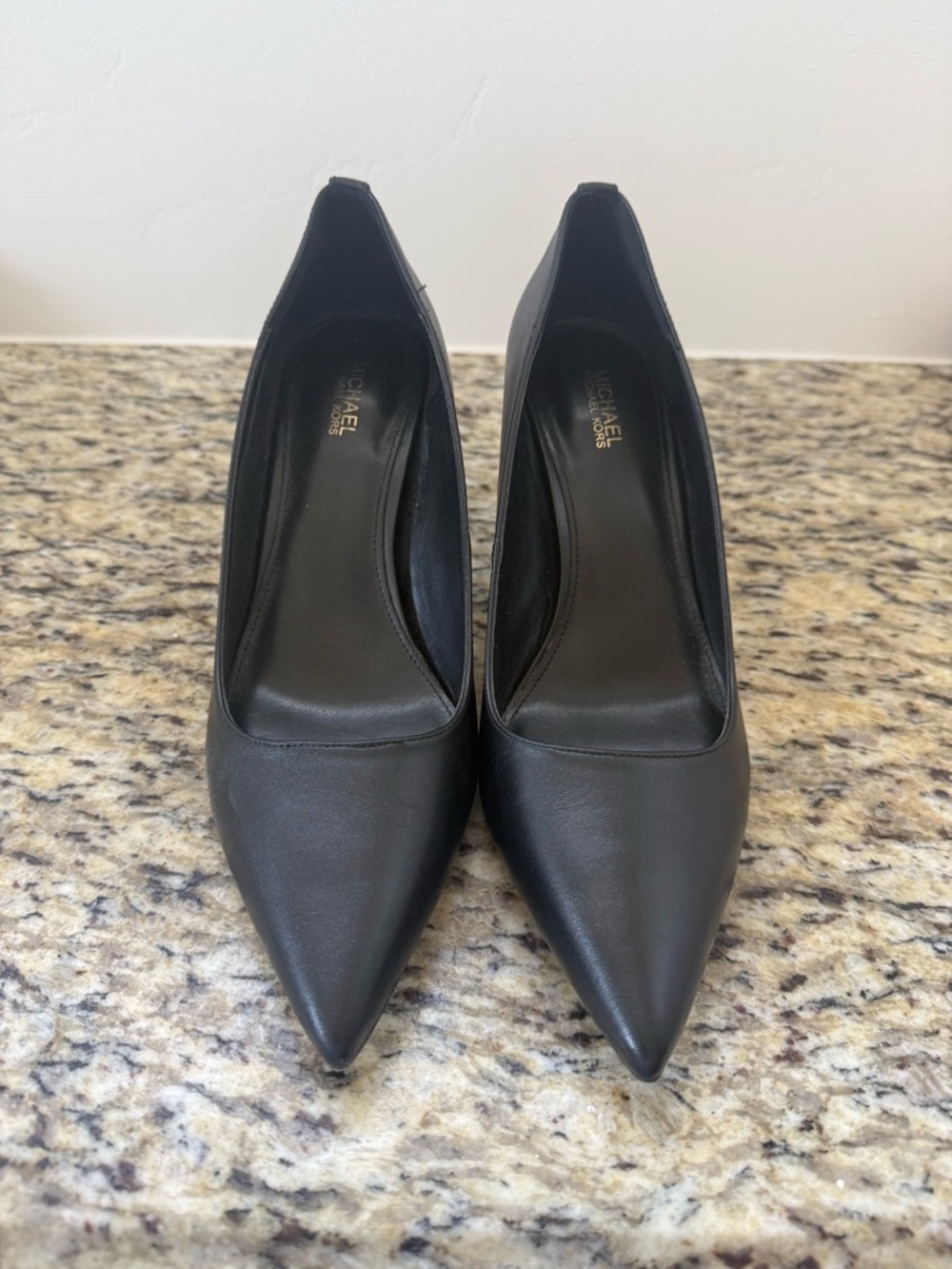 Michael Kors Black Pointed-Toe Leather Pumps